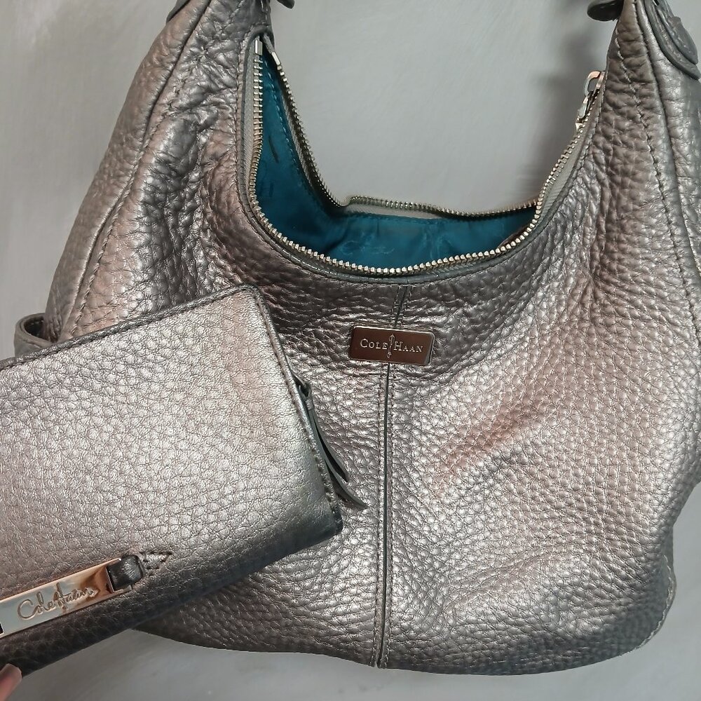 Cole Haan Metallic Hobo Bag and Wallet Set